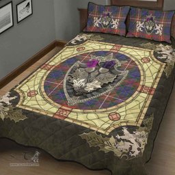 Scottish Fraser Hunting Modern Clan Tartan Quilt Bed Set - Crystal Thistle Shield
