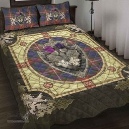 Scottish Fraser Hunting Modern Clan Tartan Quilt Bed Set - Crystal Thistle Shield