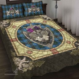 Scottish Cockburn Modern Clan Tartan Quilt Bed Set - Crystal Thistle Shield