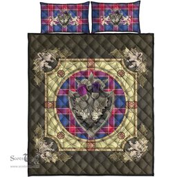 Scottish Graham of Menteith Red Clan Tartan Quilt Bed Set - Crystal Thistle Shield