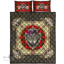 Scottish Dunbar Modern Clan Tartan Quilt Bed Set - Crystal Thistle Shield