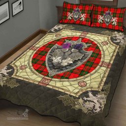Scottish Dunbar Modern Clan Tartan Quilt Bed Set - Crystal Thistle Shield