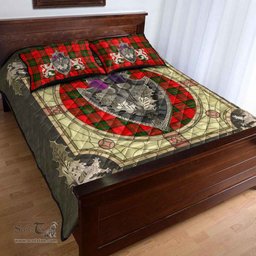 Scottish Dunbar Modern Clan Tartan Quilt Bed Set - Crystal Thistle Shield