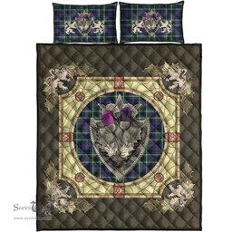 Scottish Graham of Montrose Modern Clan Tartan Quilt Bed Set - Crystal Thistle Shield