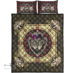Scottish Cumming Hunting Modern Clan Tartan Quilt Bed Set - Crystal Thistle Shield