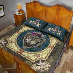 Scottish Cockburn Ancient Clan Tartan Quilt Bed Set - Crystal Thistle Shield