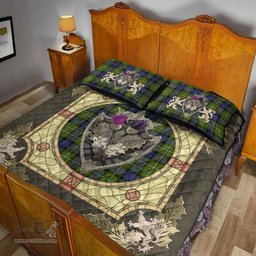 Scottish Fergusson Modern Clan Tartan Quilt Bed Set - Crystal Thistle Shield