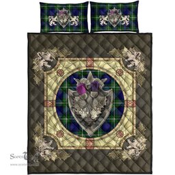 Scottish Forbes Modern Clan Tartan Quilt Bed Set - Crystal Thistle Shield