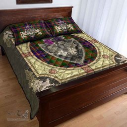 Scottish Cochrane Modern Clan Tartan Quilt Bed Set - Crystal Thistle Shield