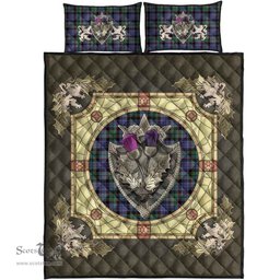 Scottish Fletcher Modern Clan Tartan Quilt Bed Set - Crystal Thistle Shield