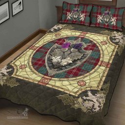 Scottish Crawford Modern Clan Tartan Quilt Bed Set - Crystal Thistle Shield