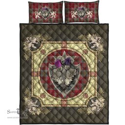 Scottish Lindsay Weathered Clan Tartan Quilt Bed Set - Crystal Thistle Shield