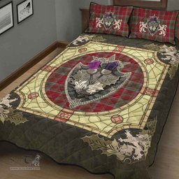Scottish Lindsay Weathered Clan Tartan Quilt Bed Set - Crystal Thistle Shield