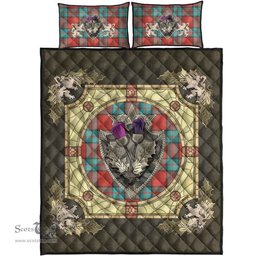 Scottish Dunbar Ancient Clan Tartan Quilt Bed Set - Crystal Thistle Shield