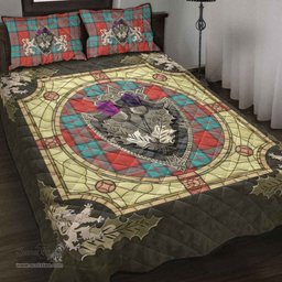 Scottish Dunbar Ancient Clan Tartan Quilt Bed Set - Crystal Thistle Shield