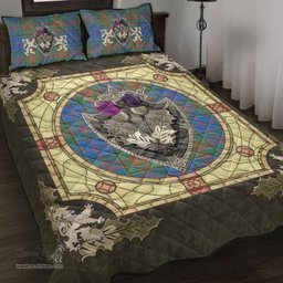 Scottish Stewart of Appin Hunting Ancient Clan Tartan Quilt Bed Set - Crystal Thistle Shield