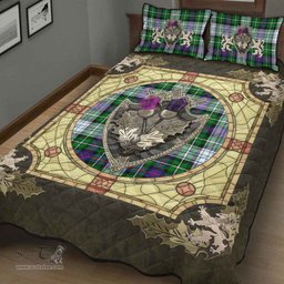 Scottish MacKenzie Dress Modern Clan Tartan Quilt Bed Set - Crystal Thistle Shield