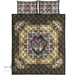 Scottish Stewart Dress Ancient Clan Tartan Quilt Bed Set - Crystal Thistle Shield