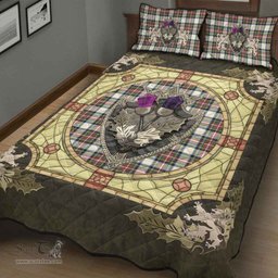 Scottish Stewart Dress Ancient Clan Tartan Quilt Bed Set - Crystal Thistle Shield