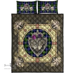 Scottish MacNeill of Barra Modern Clan Tartan Quilt Bed Set - Crystal Thistle Shield