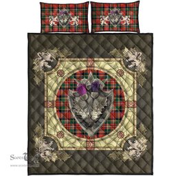 Scottish Stewart Royal Modern Clan Tartan Quilt Bed Set - Crystal Thistle Shield