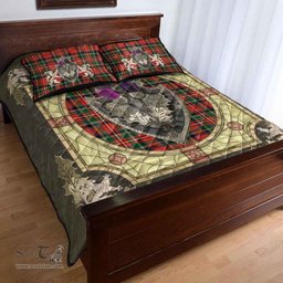 Scottish Stewart Royal Modern Clan Tartan Quilt Bed Set - Crystal Thistle Shield
