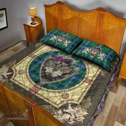 Scottish Urquhart Ancient Clan Tartan Quilt Bed Set - Crystal Thistle Shield