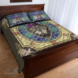 Scottish US Marine Clan Tartan Quilt Bed Set - Crystal Thistle Shield