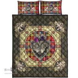 Scottish Ogilvie of Airlie Ancient Clan Tartan Quilt Bed Set - Crystal Thistle Shield
