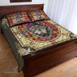Scottish Ogilvie of Airlie Ancient Clan Tartan Quilt Bed Set - Crystal Thistle Shield