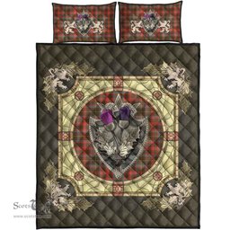 Scottish MacKintosh Hunting Weathered Clan Tartan Quilt Bed Set - Crystal Thistle Shield