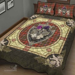 Scottish MacKintosh Hunting Weathered Clan Tartan Quilt Bed Set - Crystal Thistle Shield