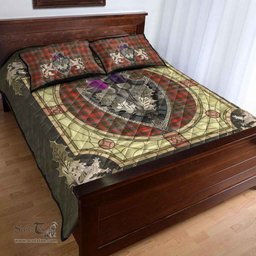 Scottish MacKintosh Hunting Weathered Clan Tartan Quilt Bed Set - Crystal Thistle Shield