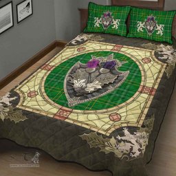 Scottish Wexford County Clan Tartan Quilt Bed Set - Crystal Thistle Shield