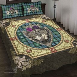 Scottish Melville Clan Tartan Quilt Bed Set - Crystal Thistle Shield