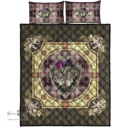 Scottish MacPherson Hunting Ancient Clan Tartan Quilt Bed Set - Crystal Thistle Shield