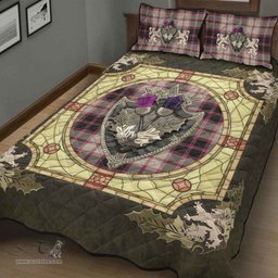 Scottish MacPherson Hunting Ancient Clan Tartan Quilt Bed Set - Crystal Thistle Shield
