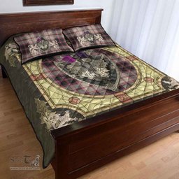 Scottish MacPherson Hunting Ancient Clan Tartan Quilt Bed Set - Crystal Thistle Shield