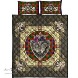 Scottish Nithsdale District Clan Tartan Quilt Bed Set - Crystal Thistle Shield