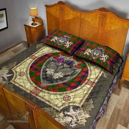 Scottish Nithsdale District Clan Tartan Quilt Bed Set - Crystal Thistle Shield