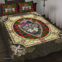 Scottish Nithsdale District Clan Tartan Quilt Bed Set - Crystal Thistle Shield