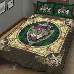 Scottish Stewart Old Modern Clan Tartan Quilt Bed Set - Crystal Thistle Shield