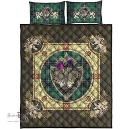 Scottish MacLean Hunting Ancient Clan Tartan Quilt Bed Set - Crystal Thistle Shield