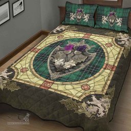 Scottish MacLean Hunting Ancient Clan Tartan Quilt Bed Set - Crystal Thistle Shield