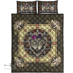 Scottish MacLaren Weathered Clan Tartan Quilt Bed Set - Crystal Thistle Shield