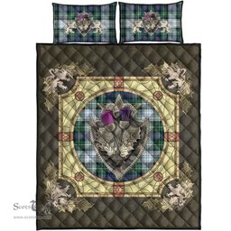 Scottish MacKenzie Dress Ancient Clan Tartan Quilt Bed Set - Crystal Thistle Shield