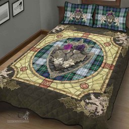 Scottish MacKenzie Dress Ancient Clan Tartan Quilt Bed Set - Crystal Thistle Shield