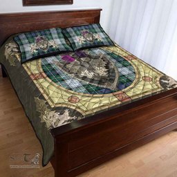Scottish MacKenzie Dress Ancient Clan Tartan Quilt Bed Set - Crystal Thistle Shield