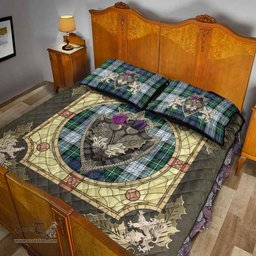 Scottish MacKenzie Dress Ancient Clan Tartan Quilt Bed Set - Crystal Thistle Shield