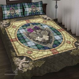 Scottish MacKenzie Dress Ancient Clan Tartan Quilt Bed Set - Crystal Thistle Shield